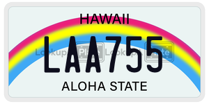 LAA755  license plate in HI