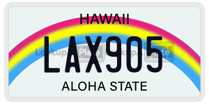 LAX905 license plate in Hawaii