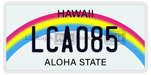 LCA085  license plate in HI