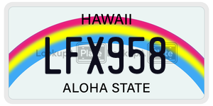 LFX958 license plate in Hawaii