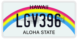 LGV396 license plate in Hawaii
