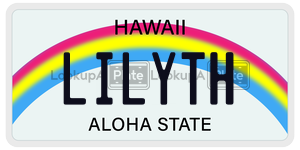 LILYTH license plate in Hawaii