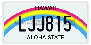 LJJ815 license plate in Hawaii