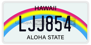 LJJ854  license plate in HI