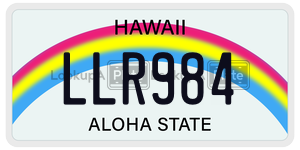 LLR984  license plate in HI