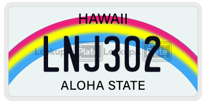 LNJ302 license plate in Hawaii