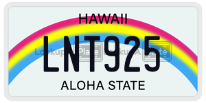 LNT925 license plate in Hawaii