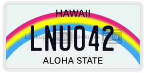 LNU042  license plate in HI