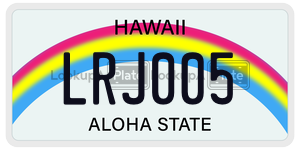 LRJ005  license plate in HI