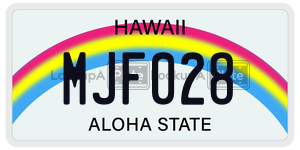 MJF028  license plate in HI
