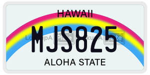 MJS825 license plate in Hawaii