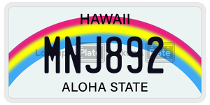 MNJ892 license plate in Hawaii