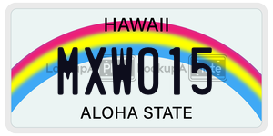 MXW015  license plate in HI