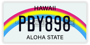 PBY898 license plate in Hawaii