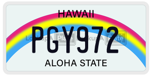 PGY972 license plate in Hawaii