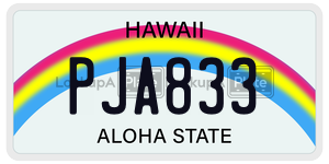 PJA833 license plate in Hawaii