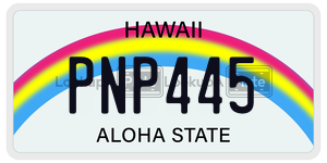 PNP445 license plate in Hawaii