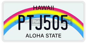 PTJ505 license plate in Hawaii