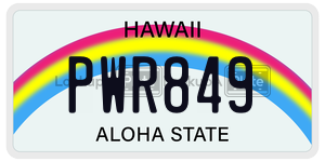 PWR849 license plate in Hawaii