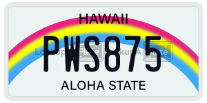 PWS875 license plate in Hawaii