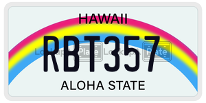 RBT357 license plate in Hawaii