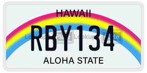 RBY134  license plate in HI
