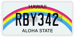 RBY342 license plate in Hawaii
