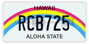 RCB725  license plate in HI
