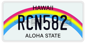 RCN582 license plate in Hawaii