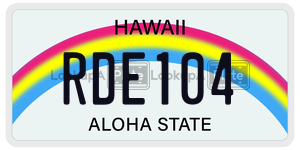 RDE104 license plate in Hawaii