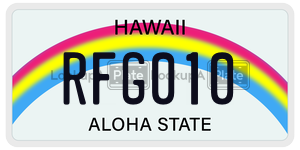 RFG010 license plate in Hawaii