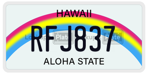 RFJ837  license plate in HI