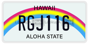 RGJ116 license plate in Hawaii