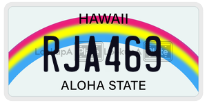 RJA469 license plate in Hawaii