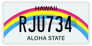 RJU734  license plate in HI