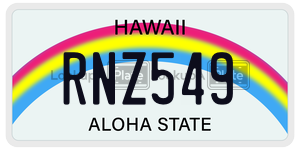 RNZ549  license plate in HI