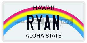 RYAN  license plate in HI