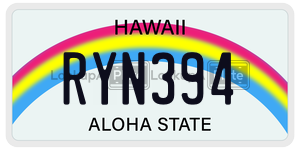 RYN394 license plate in Hawaii