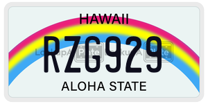 RZG929  license plate in HI