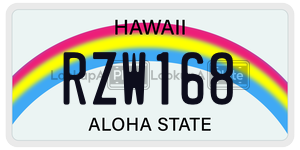RZW168 license plate in Hawaii
