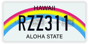 RZZ311  license plate in HI