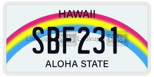SBF231 license plate in Hawaii