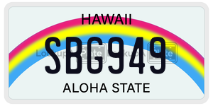 SBG949  license plate in HI