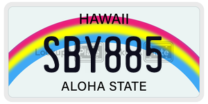 SBY885 license plate in Hawaii