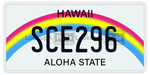 SCE296  license plate in HI