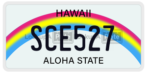 SCE527 license plate in Hawaii
