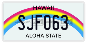 SJF063  license plate in HI