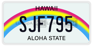 SJF795 license plate in Hawaii