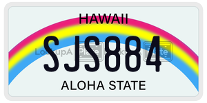 SJS884  license plate in HI