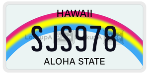 SJS978  license plate in HI